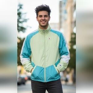 Champion Nylon Outer Shell Long Sleeve Full Zip Windbreaker Track Jacket Size S.